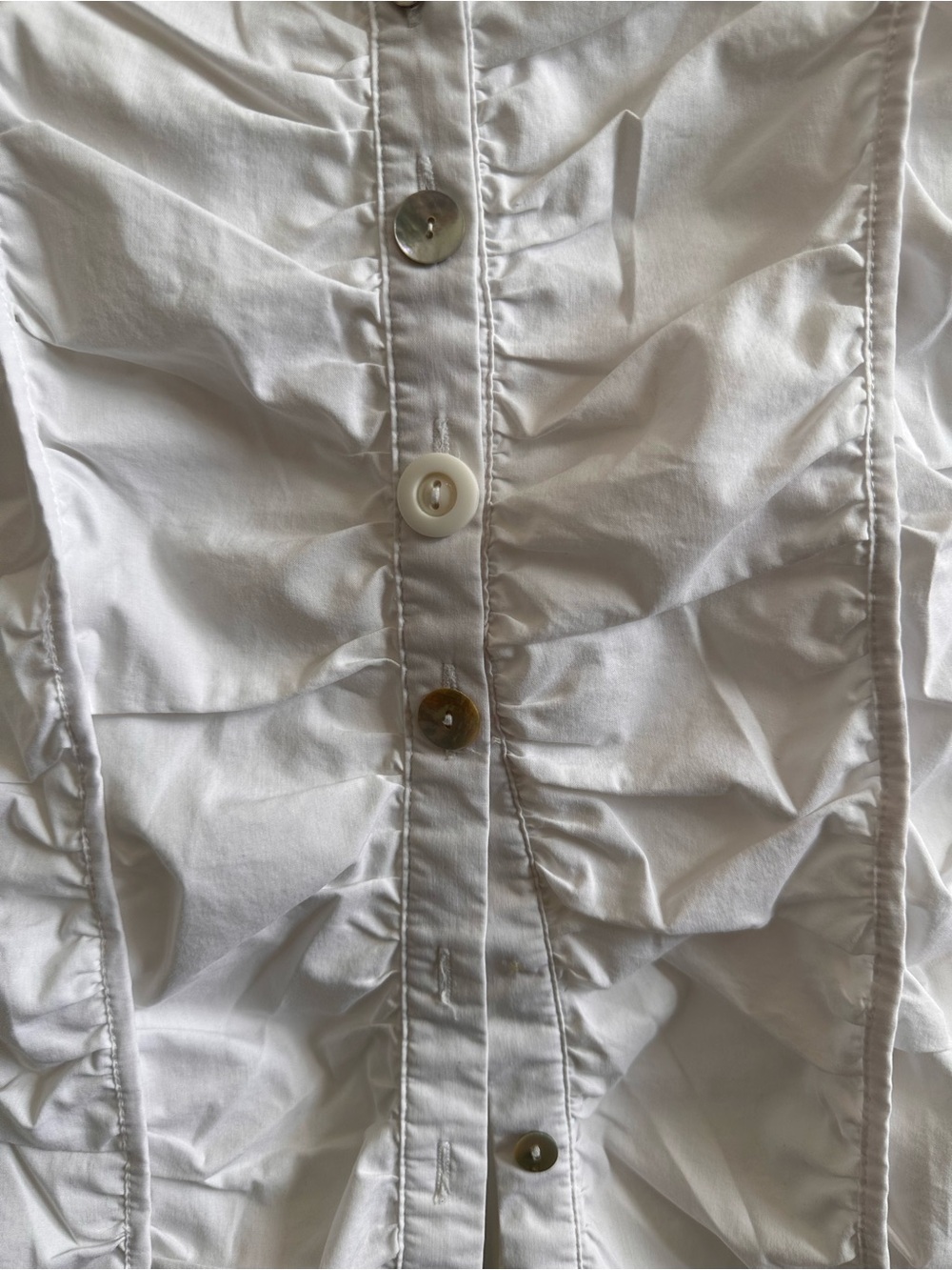 Women's White Ruffle-Front Button Blazer Jacket - Picture 2 of 6